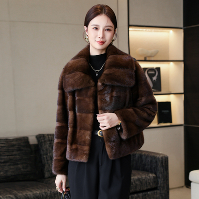 水貂皮大衣女短款2025冬季新款