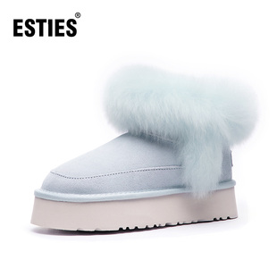 防滑3832 厚底托斯卡纳毛毛鞋 ESTIES 艾思缇斯毛绒雪地靴女冬季