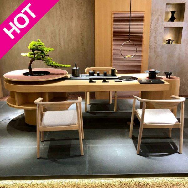 新中式实木茶桌椅组合黑胡桃木流水茶台别墅豪宅样板房泡茶桌,商业/办公家具,茶台/茶桌,淘宝优惠券,粉丝福利购,淘宝优惠卷