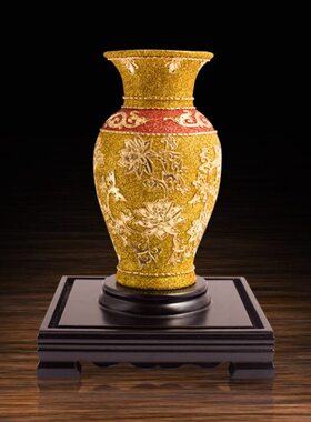 礼物玄关装饰牡丹工艺品花瓶摆件青花客厅送礼开业陶瓷漆乔迁线雕