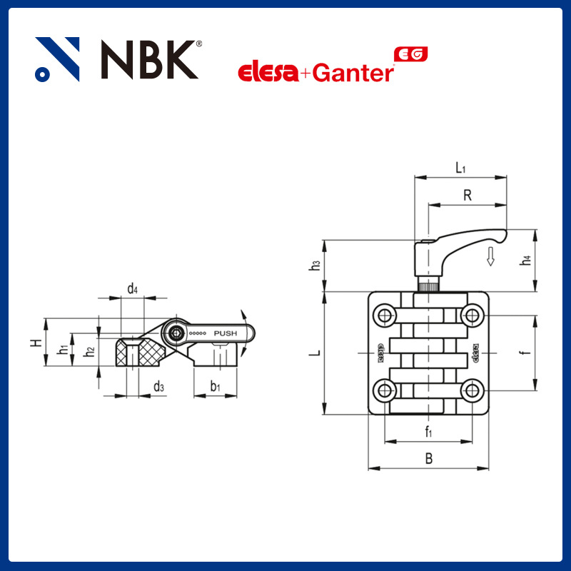 NBK ELESA CFA-ERS 带摩擦闸的铰链高科技聚合体钢质黑色厂家直供