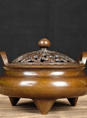 德炉盘香仿古家用香明大熏香炉带盖檀香宣道摆件点供佛全铜熏香炉