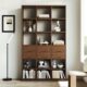 展示架格子书柜落地置物架多层玄关柜简约现代全实木橡木书架客厅