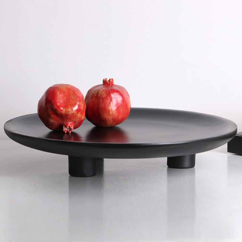 现代极简水果盘北欧创意三脚托盘客厅软装饰品展厅样板房收纳摆件