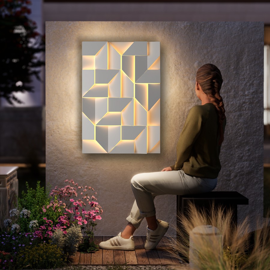 北欧户外庭院壁灯拼接艺术极简风花园大门防水灯太阳能装饰氛围灯