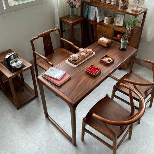 新中式实木阳台茶桌2024新款高端小型茶台客厅家用黑胡桃木泡茶桌