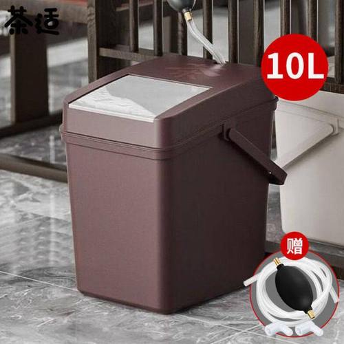 茶适茶渣桶茶具配件导水管茶水桶推盖滤茶桶茶台废水桶大号棕C184