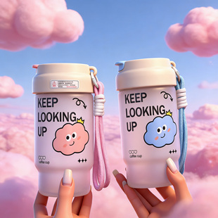 兔兔萌主玻璃杯卡通水杯高颜值新款2026家用冷饮果汁奶茶咖啡杯子