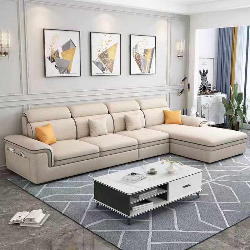 北欧风布艺沙发客厅现代简约轻奢科技布贵妃大小户型沙发组合猫抓