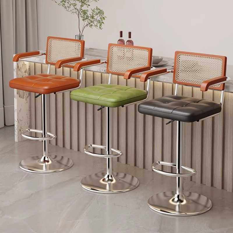 吧台椅高脚凳中古风家用可升降藤编椅前台收银旋转椅加高吧椅,电子元器件市场,其它元器件,淘宝优惠券,粉丝福利购,淘宝优惠卷