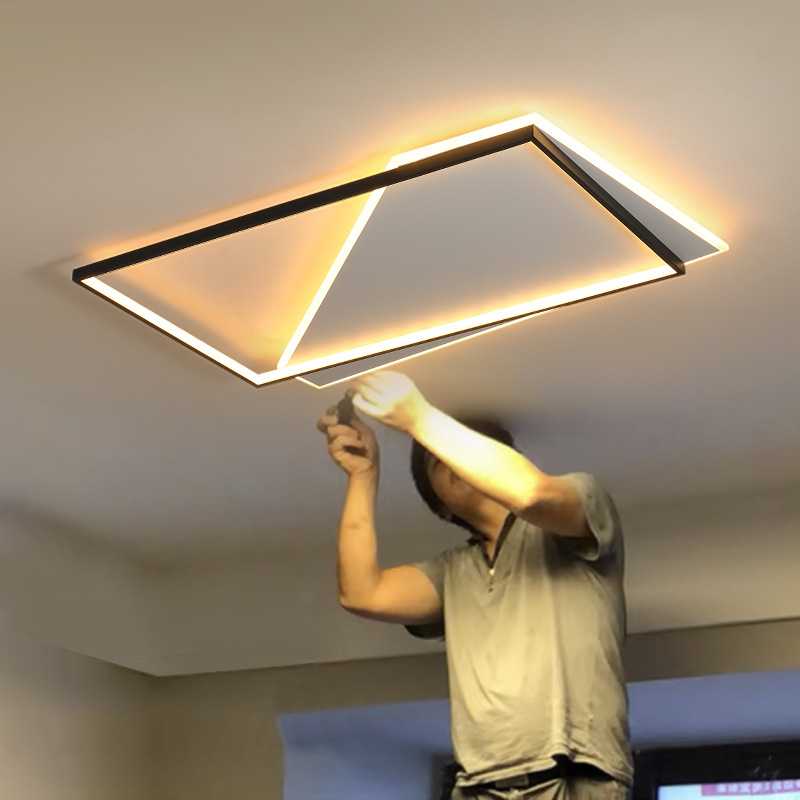 客厅灯简约现代大气北欧平板长方形大厅极简超薄线条卧室吸顶灯具