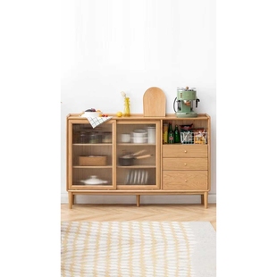 厂家直销全实木餐边柜窄型30cm橱柜收纳厨房储物柜超薄茶水柜边柜