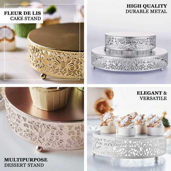 3个亚马逊圆形花边银金属婚礼蛋糕架适用节日派对,3C数码配件,摄像机配件,淘宝优惠券,粉丝福利购,淘宝优惠卷