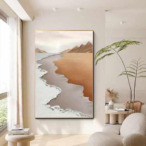 北欧客厅挂画侘寂风海浪肌理画沙发背景墙落地画抽象玄关装饰画