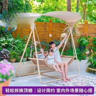 紫叶晚晴秋千别墅院子双人摇椅户外庭院网红露台花园室外秋千吊椅