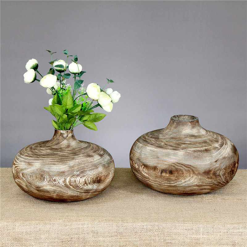 厂家销售手工木制花瓶花盆花器花桶桌面客厅居家装饰插花花艺摆件