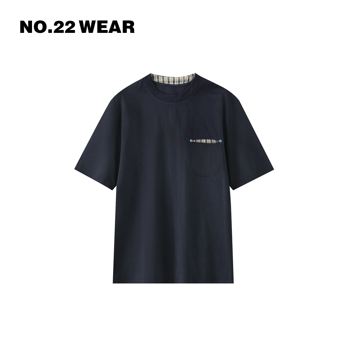 NO22WEAR「北欧老钱风」冰感云端棉格子绿松石拼接高级感T恤短袖