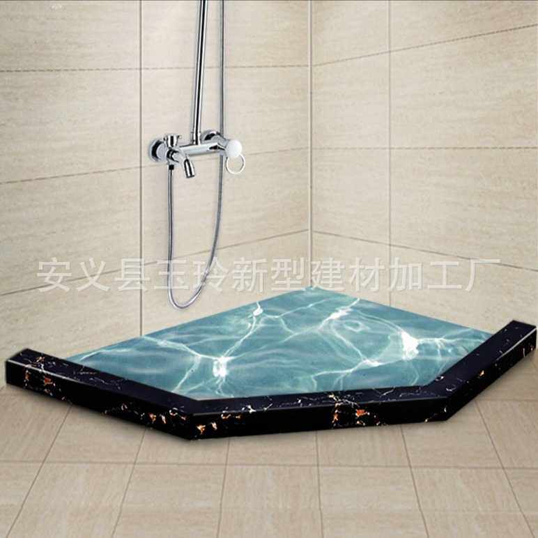 PVC空心挡水条仿大理石纹卫生间浴室淋浴房隔断塑钢钻石型石基