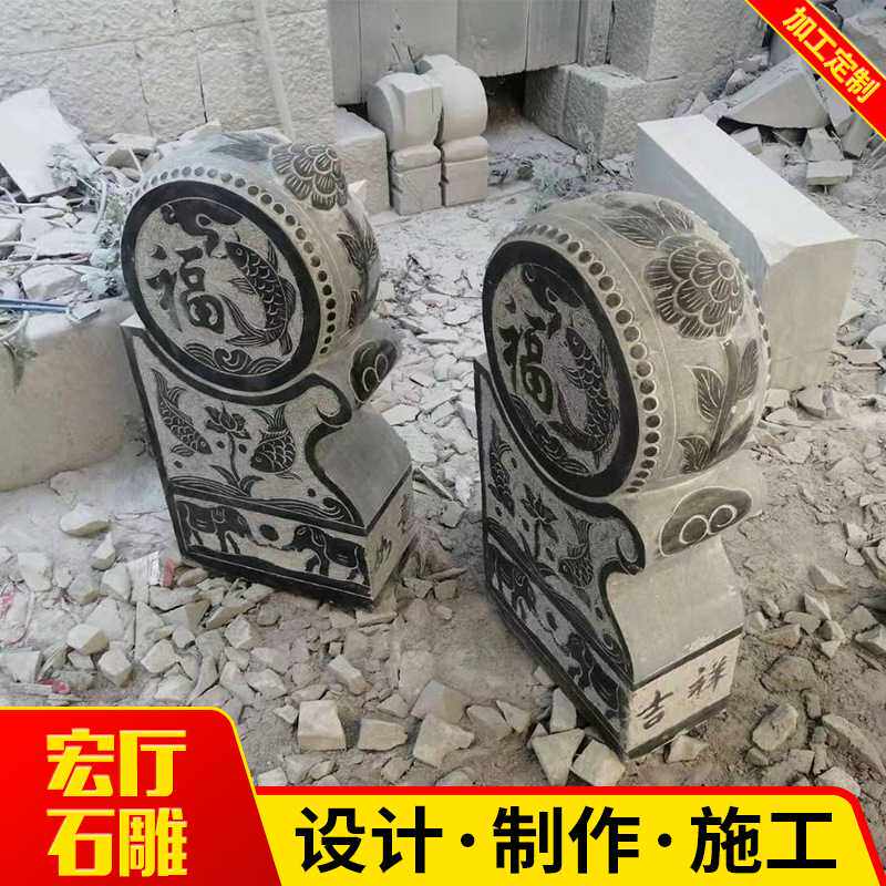 石抱鼓雕刻供应石鼓青石鼓蹬仿古石鼓青石抱鼓雕刻浮雕抱鼓石