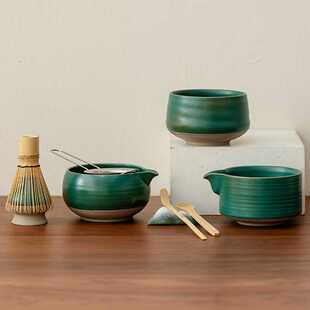 Japanese Matcha Tea Set 日式玛瑙绿复古8件套抹茶碗茶具套装