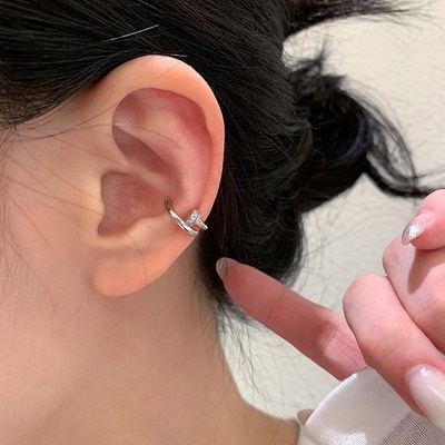 小银钉耳骨夹RINGRING商店耳夹女无耳洞新款高级感耳挂银色耳饰