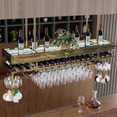 欧式 不锈钢吧台酒架悬挂葡萄酒架红酒杯架倒挂家用摆件吊顶置物架