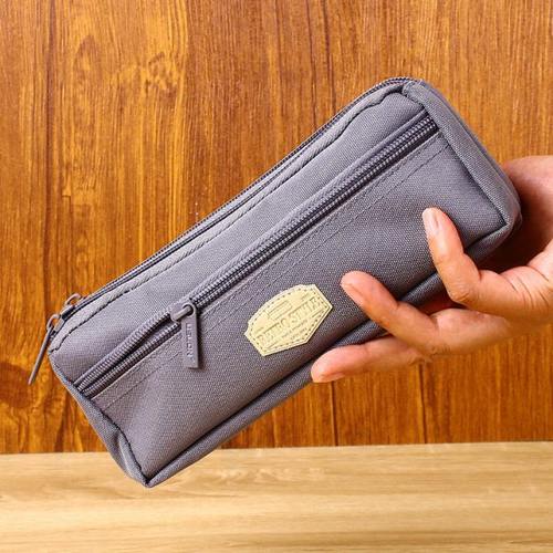 USLON尤斯隆帆布笔袋三拉链内有隔层大容量学生文具收纳袋铅笔袋