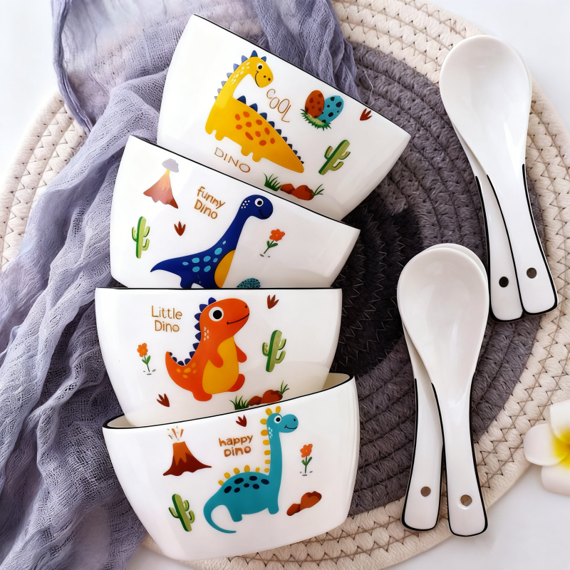 陶瓷米饭碗卡通汤碗盘子菜盘家用组合陶瓷碟子套装北欧风中式餐具,餐饮具,碗,淘宝优惠券,粉丝福利购,淘宝优惠卷