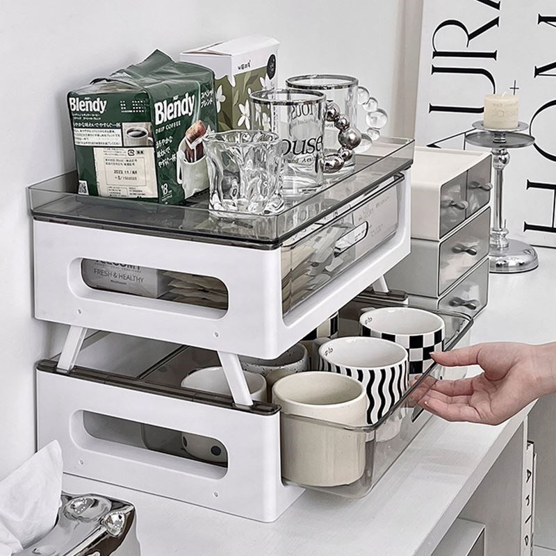 杯架家用杯子收纳架桌面玻璃杯水杯防尘抽屉式P置物架茶具茶杯架