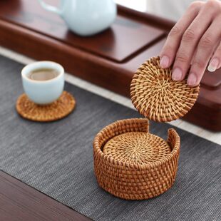 远舍越南藤编杯垫茶具手工藤木养壶垫杯托铁壶紫砂壶托干泡垫配件