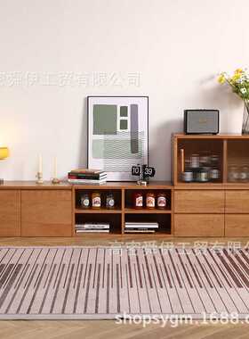 舜伊魔方实木地台电视柜日式樱桃木家具客厅地柜储物柜落地组合柜