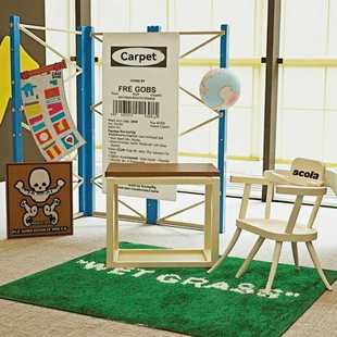 wetgrass湿草地植绒地毯长绒客厅卧室床边毯吸水防滑加厚绿地毯