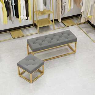 店试衣间 长条凳服装 软包换鞋 凳现代简约铁艺家用门口玄关沙发凳