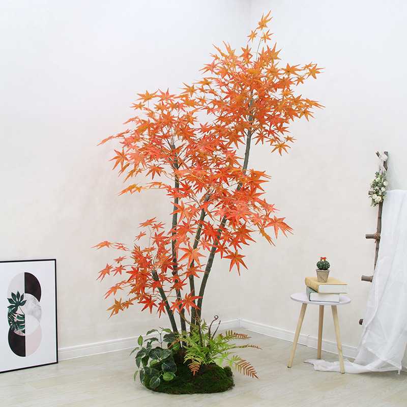 仿真植物枫树室内盆栽家居造景大型红枫假树装饰落地假花仿生绿植