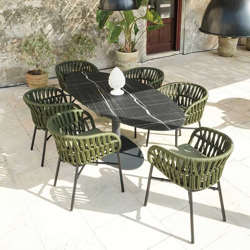 户外花园桌椅组合室外庭院别墅休闲区露天阳台铝合金藤编椅子家具