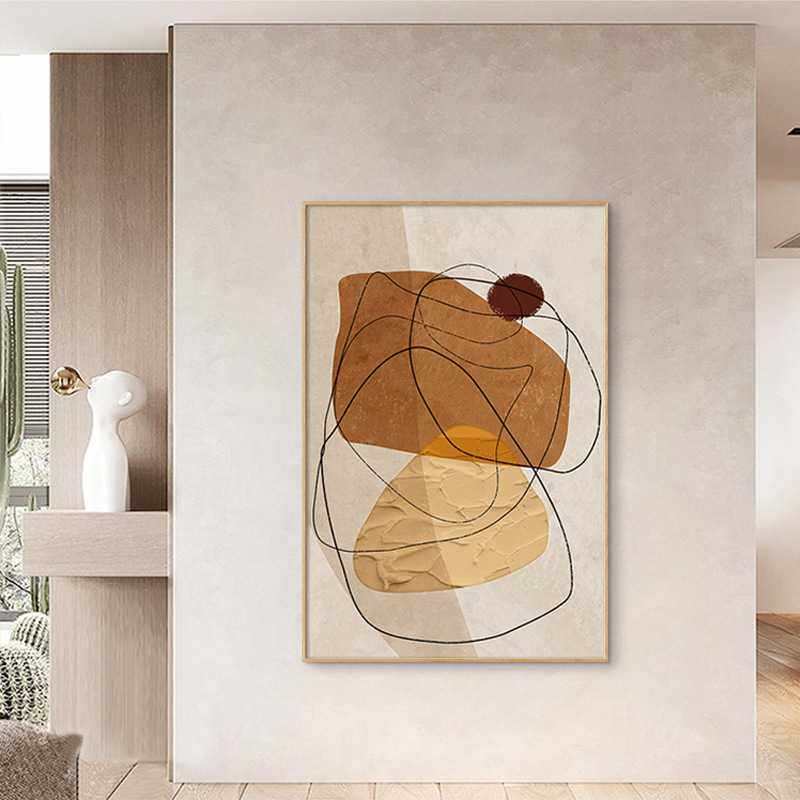 萦绕 侘寂风抽象线条客厅大幅落地装饰画现代简约玄关艺术挂画