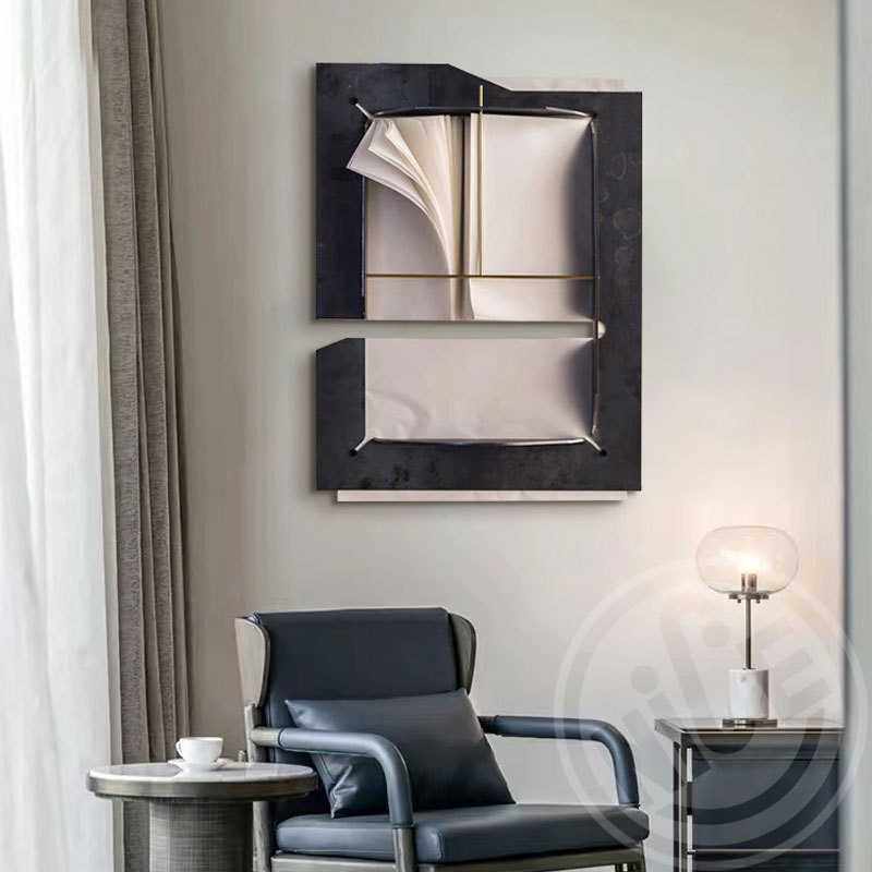 现代轻奢金属纸艺装饰画高级感客厅样板房艺术装置玄关餐厅创意画