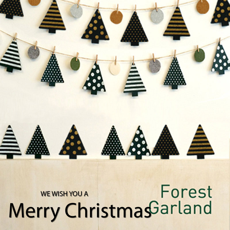 圣诞节装饰品松树装饰拉花彩旗夹子学校幼儿园活动布Z置拍摄道具