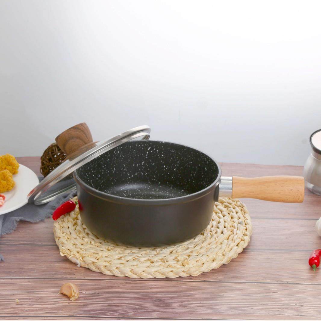 20cm铝压铸麦饭石奶锅单柄火锅泡面锅电磁炉通用不含税多功能