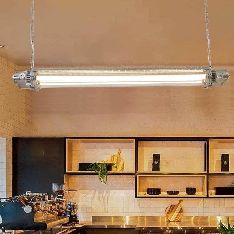 工业风LED长条餐厅收银吧台咖啡店餐桌办公茶室复古实木日式吊灯
