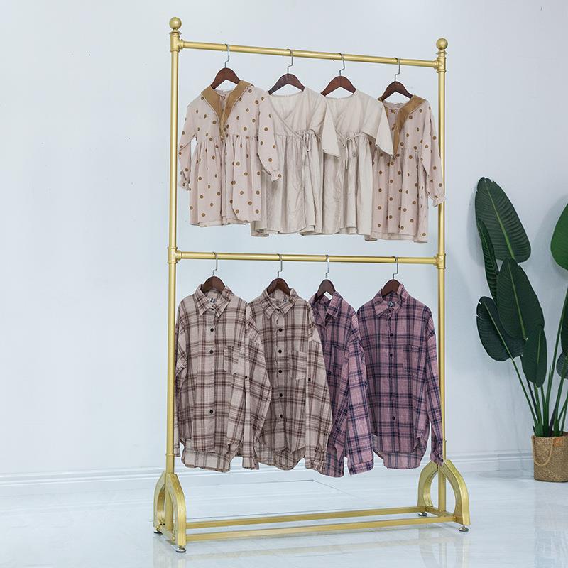 服装展示架落地式童装挂衣架男女装店货架可升降双层婚纱陈列架