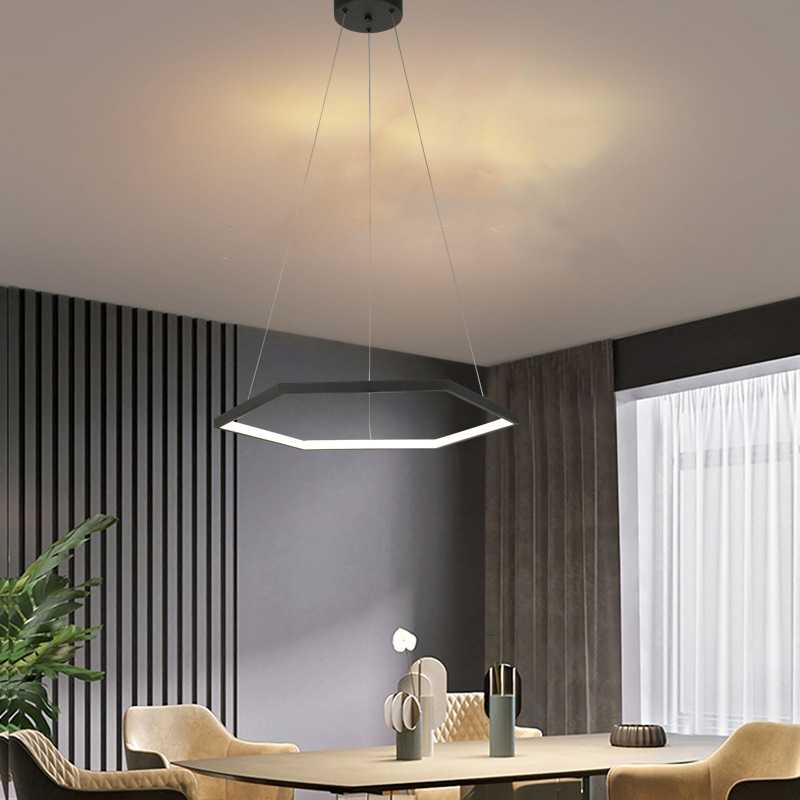 客厅吊灯现代简约 黑色二层卧室灯 LED主卧灯2023新款圆环餐厅灯