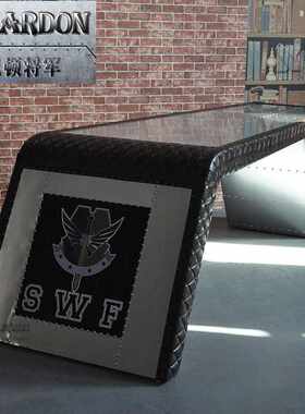 机翼大班桌工业风老板总裁办公桌铝皮铆钉个性加长版写字台