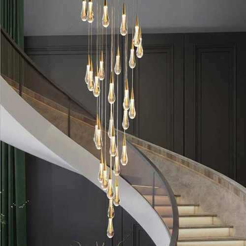 楼梯吊灯led现代简约别墅客厅玻璃复式楼创意个性旋转楼梯间