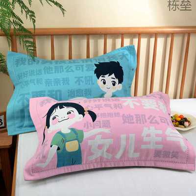 按扣式全棉枕套一对装AB版枕头套纱布新款48x74cm内胆套枕头芯