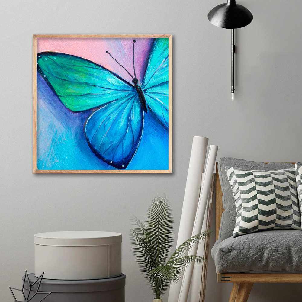 高贵蝴蝶挂画动物无框画酒店手绘油画公寓装饰画挂画 布艺挂画