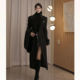 暗夜流光 气质高级呢子大衣女 长款 黑色沙漏收腰毛呢外套冬季 新款
