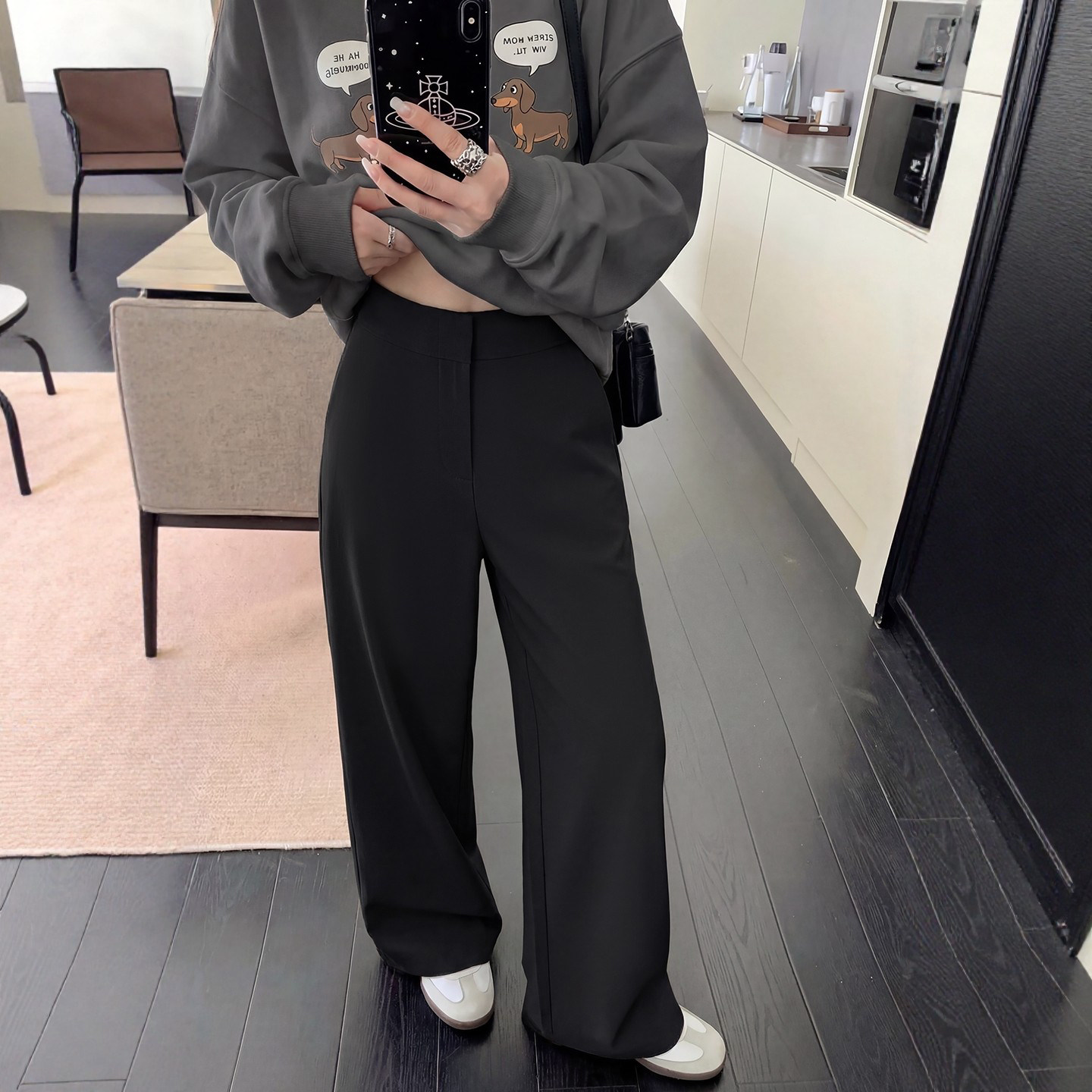 黑色西装裤女2026新款夏季薄款休闲裤子宽松直筒小个子阔腿裤长裤