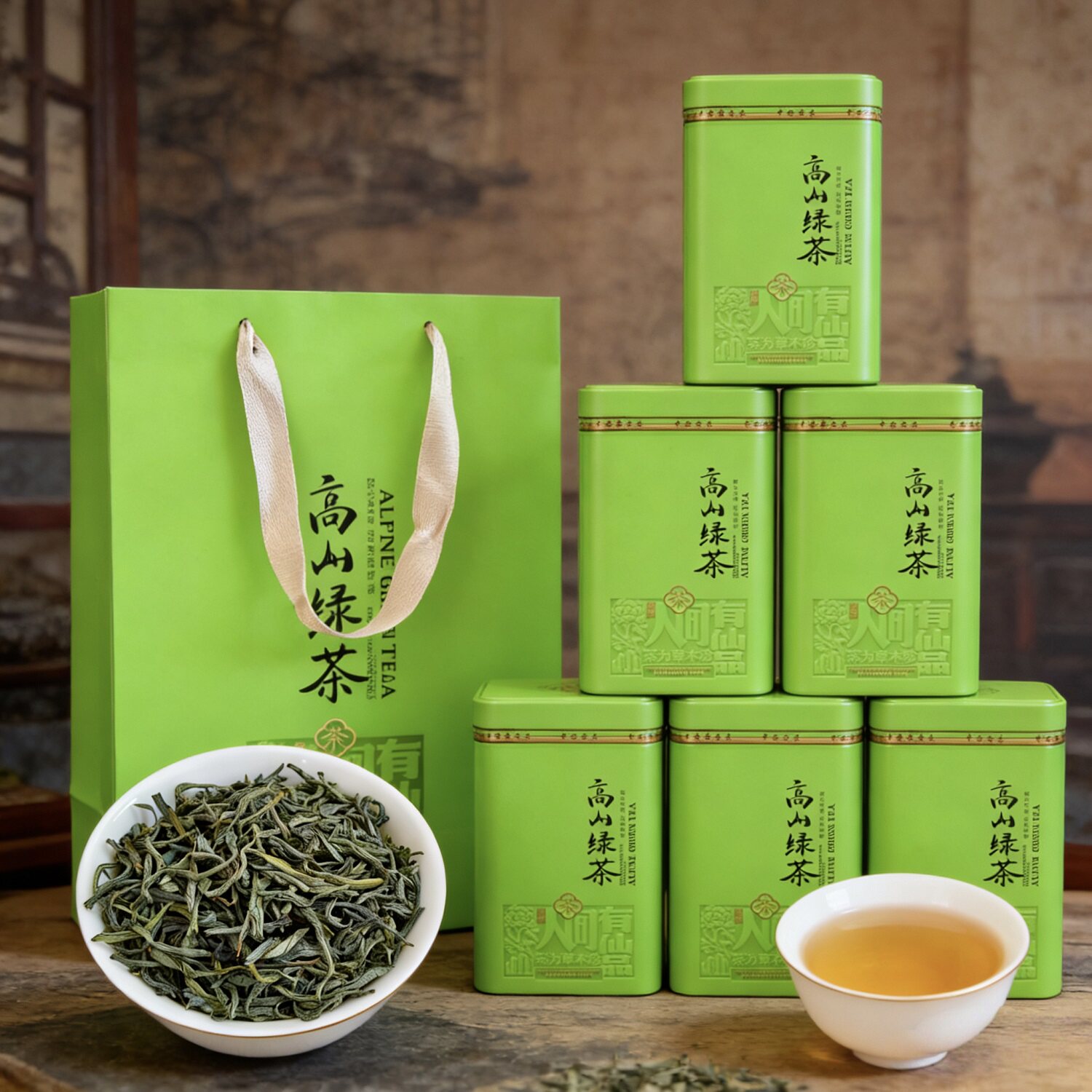 新茶高山绿茶茶叶手提礼盒装新茶云南临沧明前春茶蒸青绿茶芽送礼