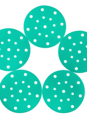 5寸6孔干磨砂纸6寸17孔绿色植绒圆盘砂L纸水磨汽车腻子打磨沙纸片
